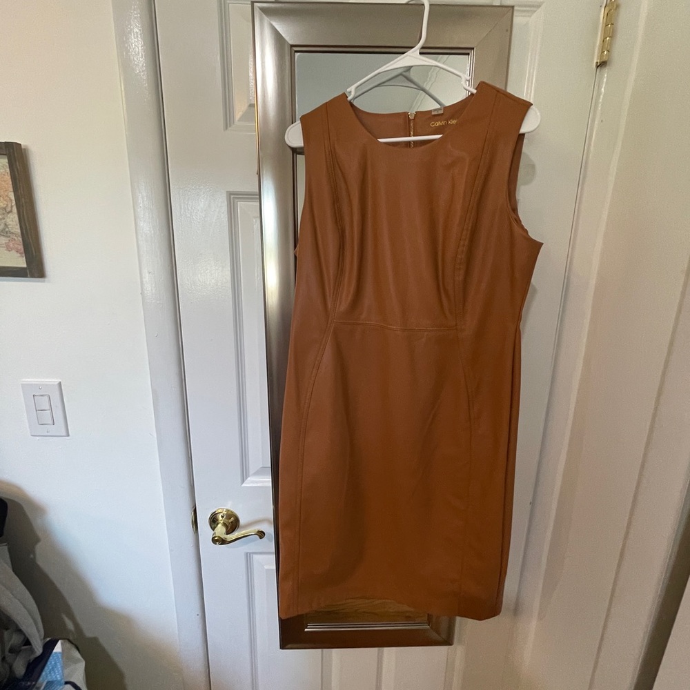 Pleather brown dress